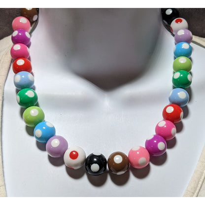 Rainbow Polka Dot Bubble Gum Bead Necklace
