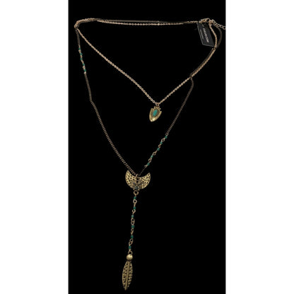 Lulu's Layered Pendant Necklace Blue Green Gold Southwestern Boho NWT