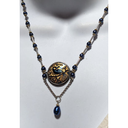 Czech Glass Peacock Pearl Beaded Necklace