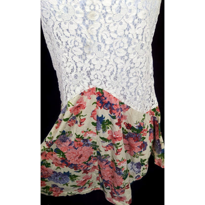 Goefir Floral Lace Asymmetrical Retro Top