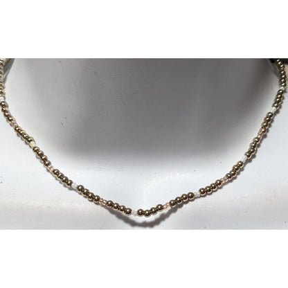 Simple Minimalist Metallic Glass Seed Bead Necklace