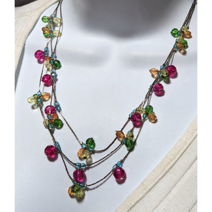 Rainbow Multilayer Gem Necklace