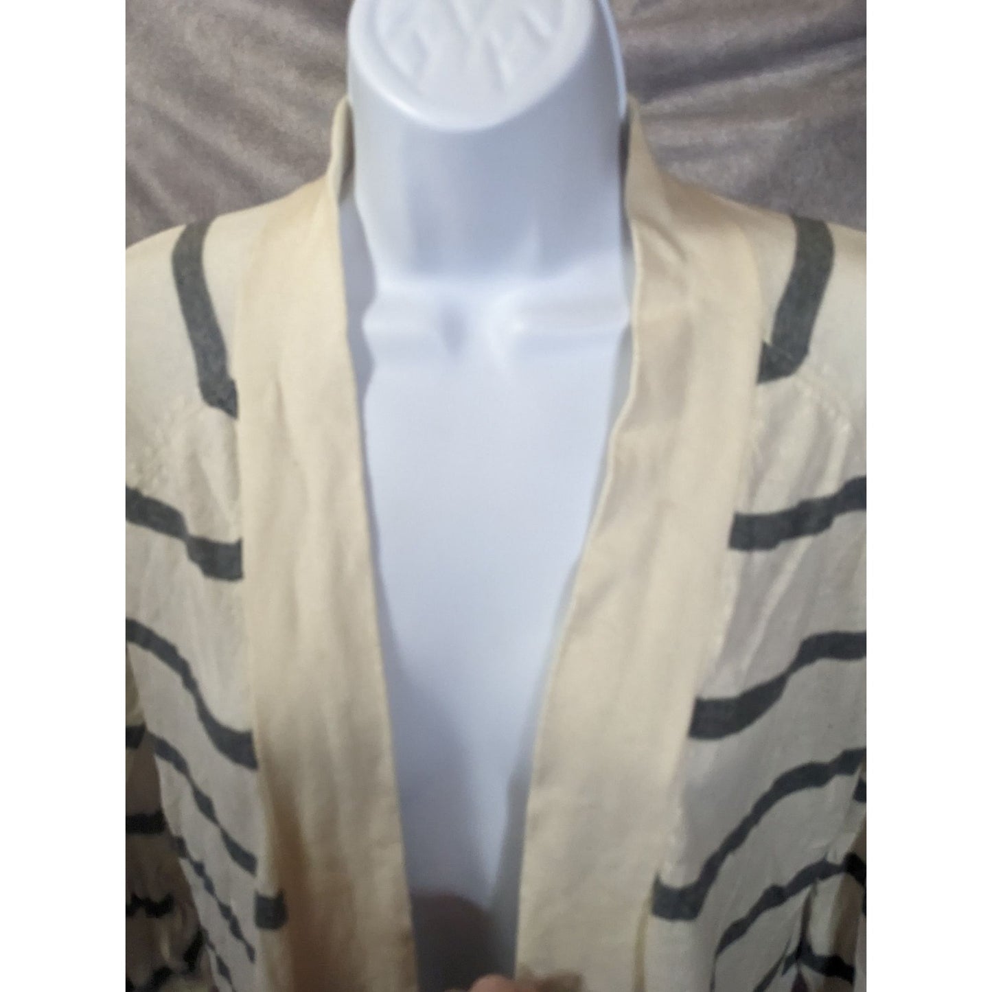 Express Grey And White Striped Cardigan