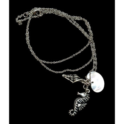 Seahorse Seashell Mermaid Charm Necklace