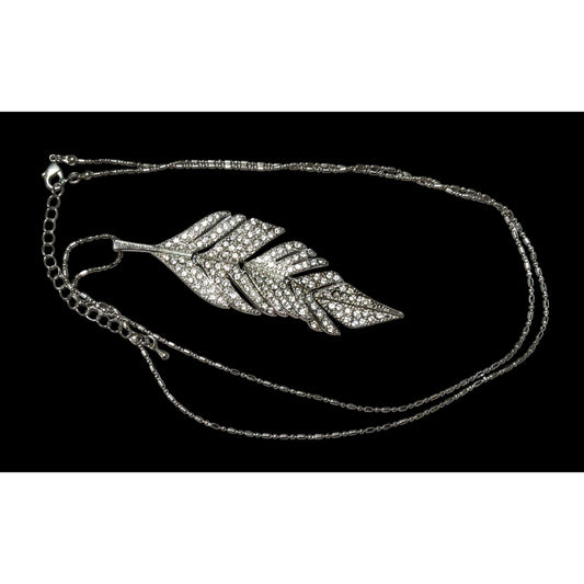 Bohemian Glam Articulated Rhinestone Feather Necklace