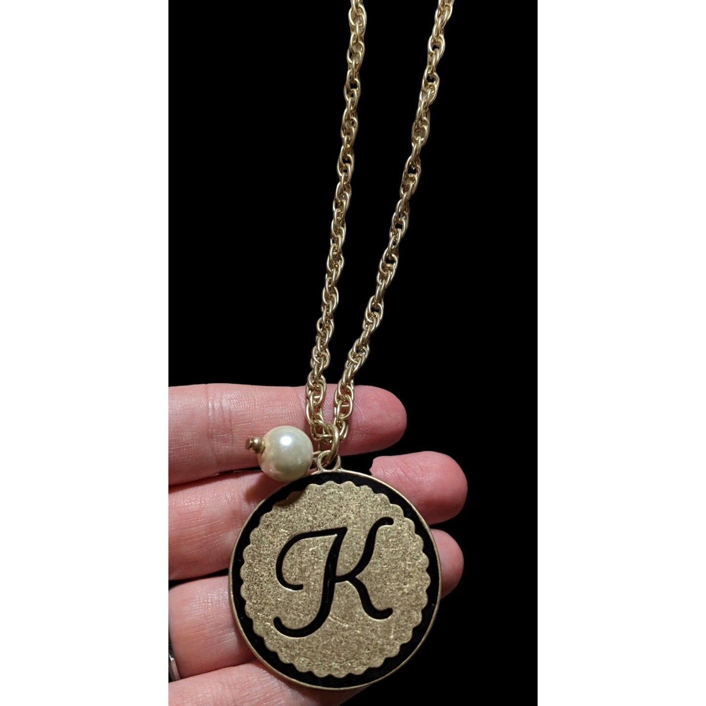 Plunder Jewelry Monogram "K" Medallion Necklace