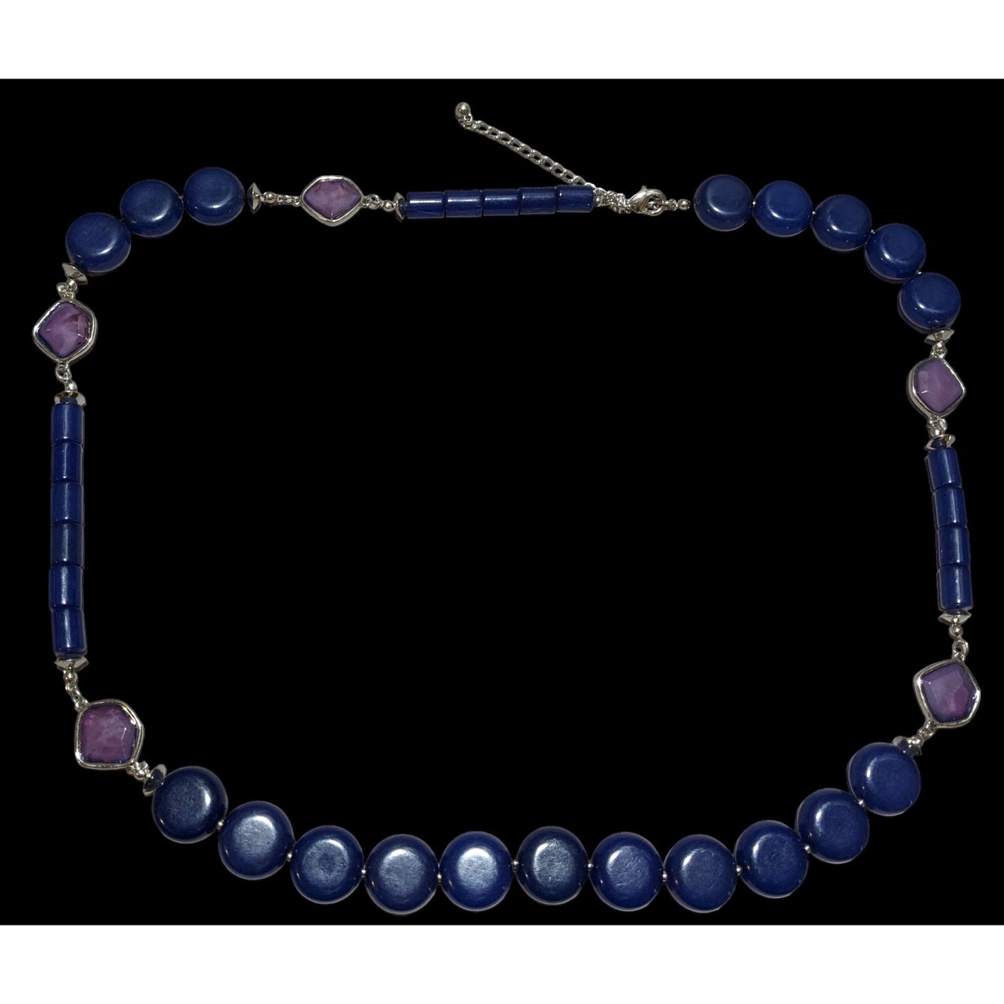 Chico's Blue And Purple Beaded Statement Necklace