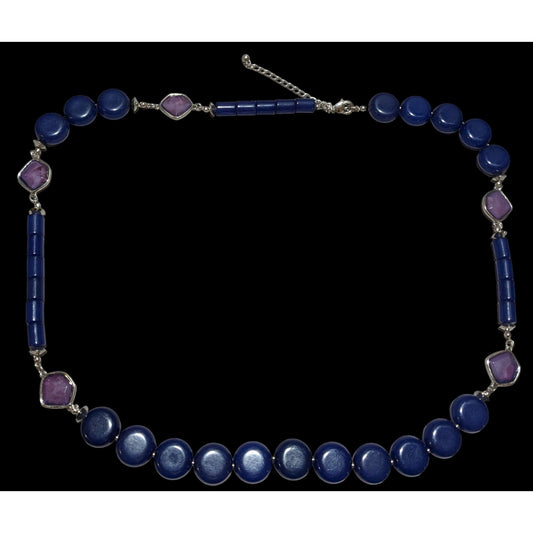 Chico's Blue And Purple Beaded Statement Necklace