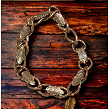 Vintage 1950s Copper Leaf Link Bracelet