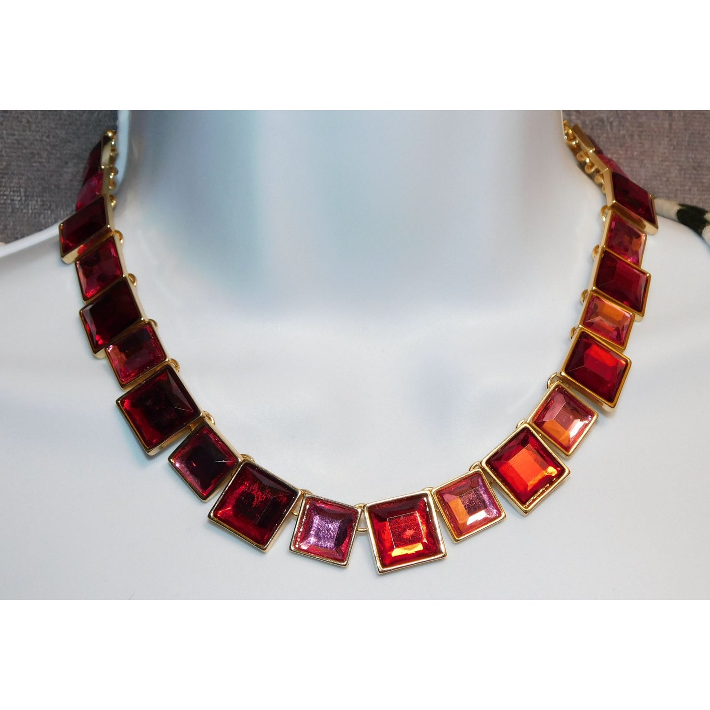 Charming Charlie Pink And Red Tile Necklace