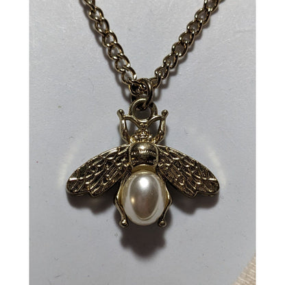 Gold Pearl Bee Necklace