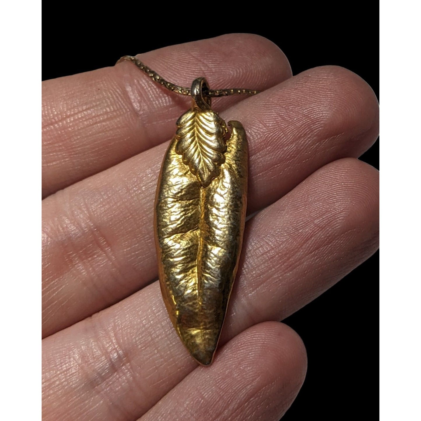 Vintage Gold Electroplated Natural Leaf Necklace