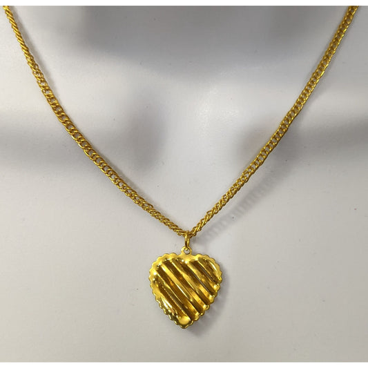 Gold Slotted Heart Necklace And Earring Set