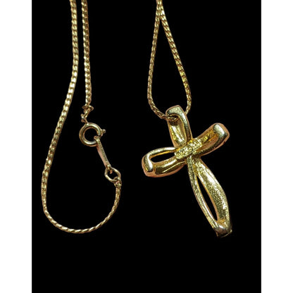 Avon Vintage Golden Gemmed Cross Necklace