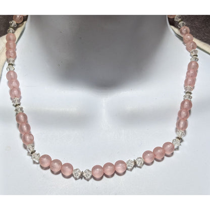 Coquette Pink And Clear Beaded Necklace