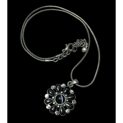 Gothic Floral Cateye Gem Pendant Necklace