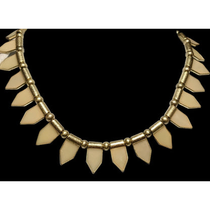 Vintage Tribal-Style Cream And Gold Neckalce