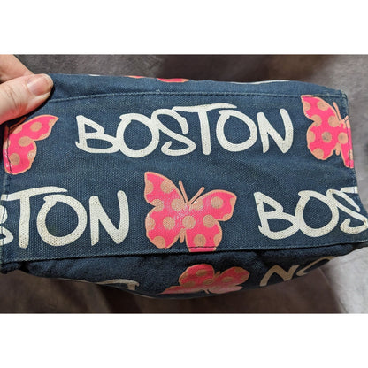 Robin Ruth Blue Butterfly Boston Zipper Tote