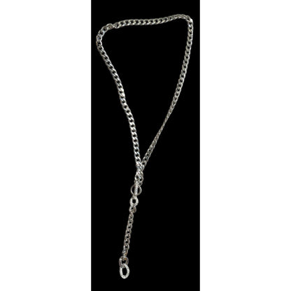 Silver Glam Chunky Chain Rhinestone Lariat Toggle Necklace