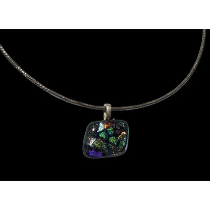 Rainbow Dichroic Glass  Pendant Necklace