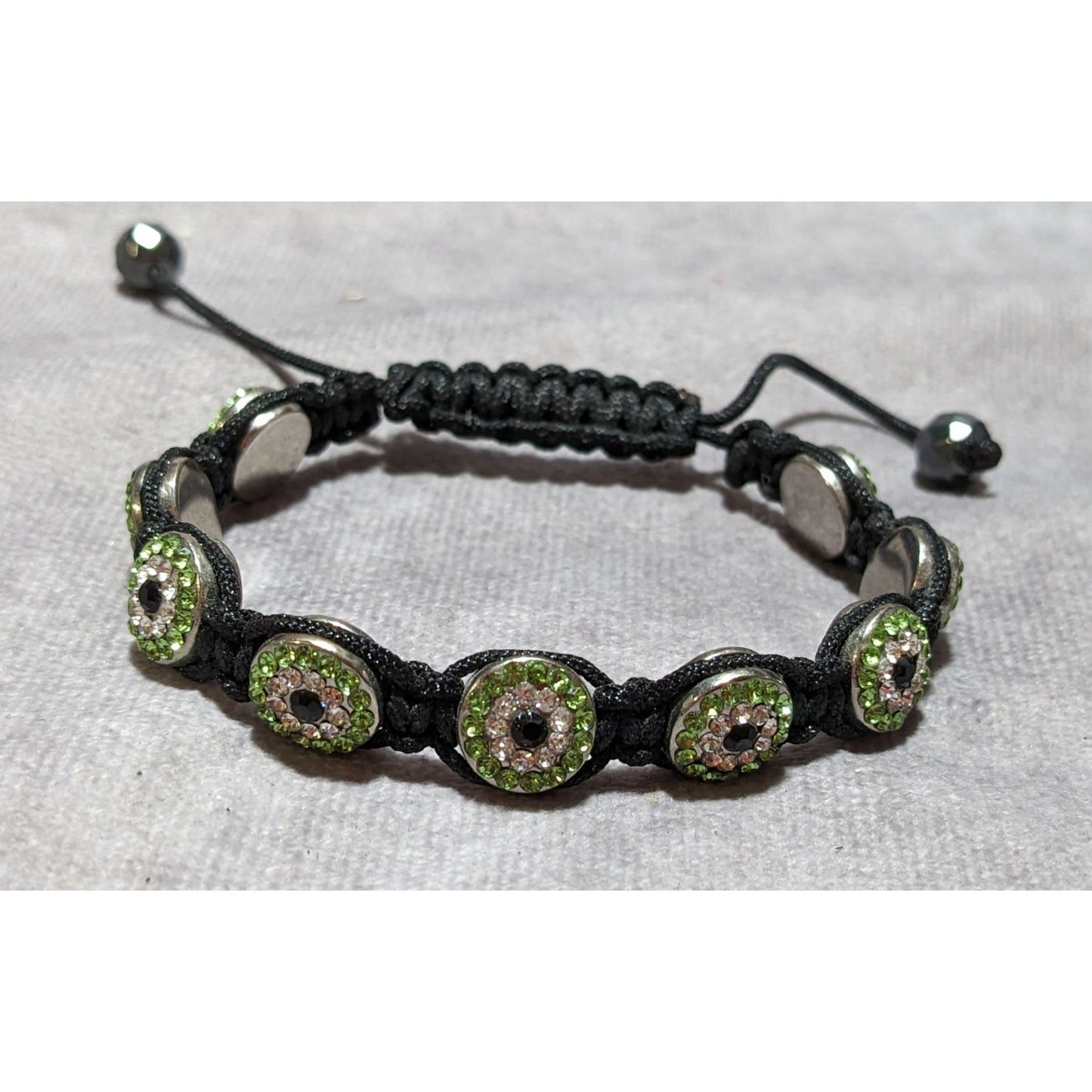 Kalifano Peridot Crystal Evil Eye Shamballa Bracelet