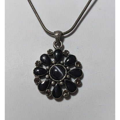 Gothic Floral Cateye Gem Pendant Necklace