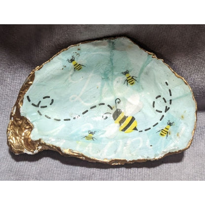 Bee Decoupage Shell Trinket DIsh