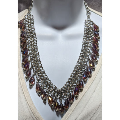 Oil Slick Glass Fringe Necklace