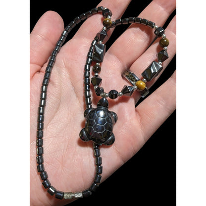 Hematite Turtle Necklace