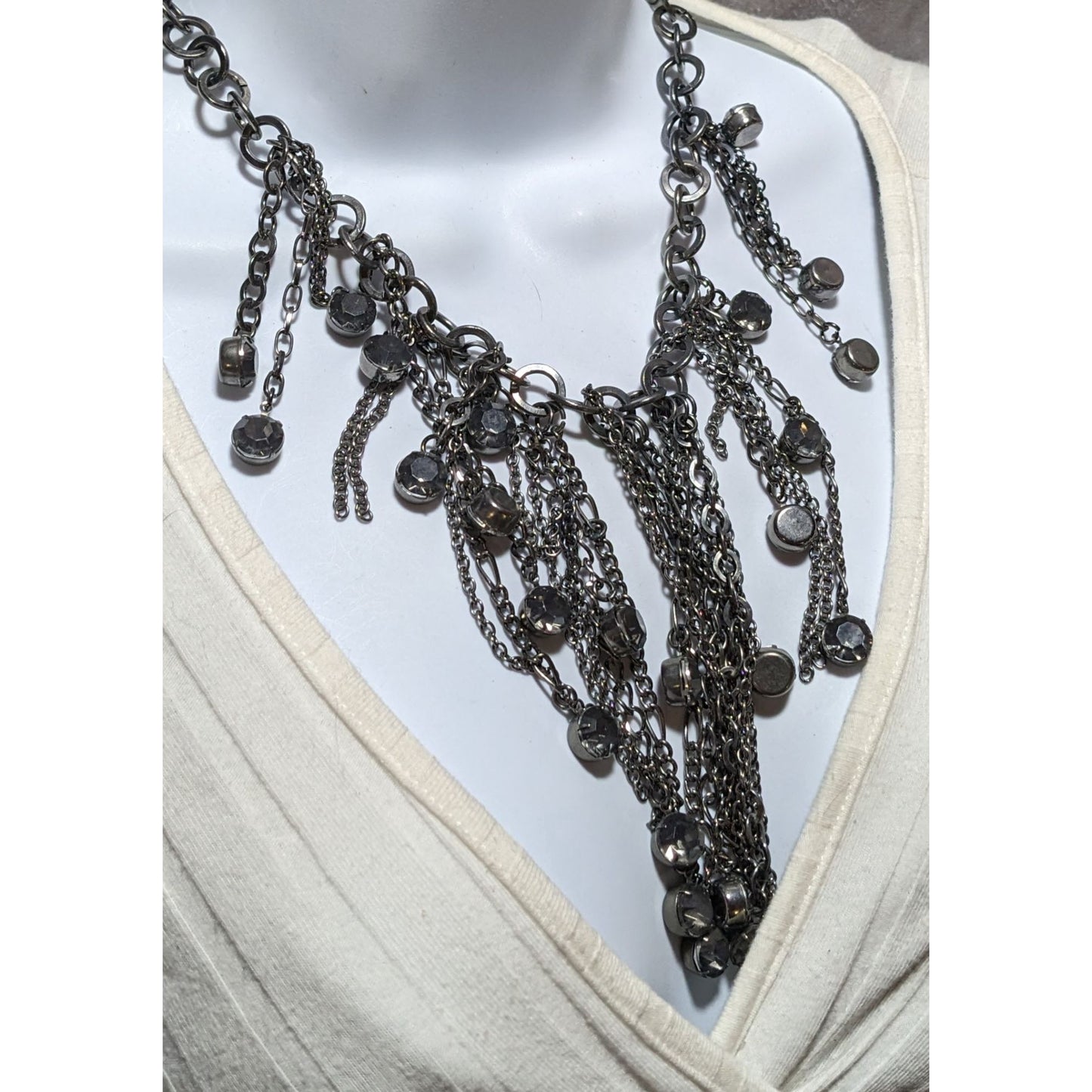 Glam Goth Chunky Gemmed Fringe Necklace