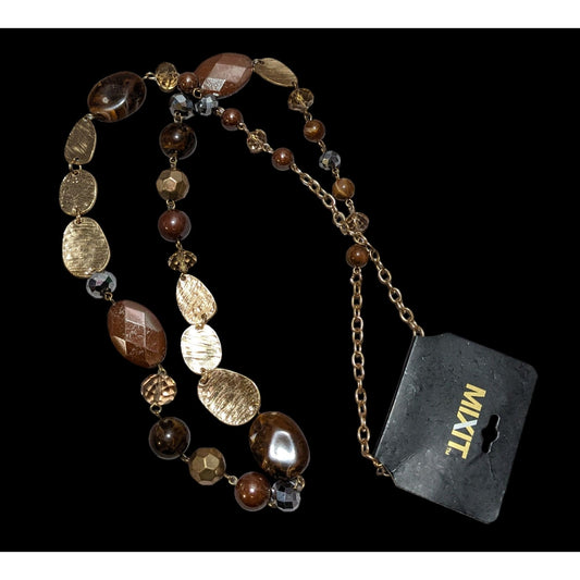 Mixit Gold Brown Bohemian Necklace