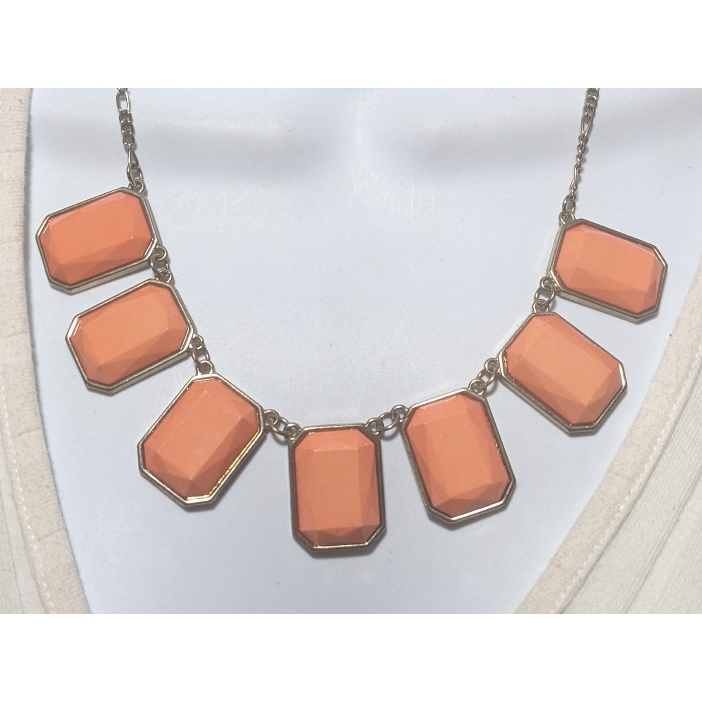 Vintage Style Orange Gemstone Statement Necklace