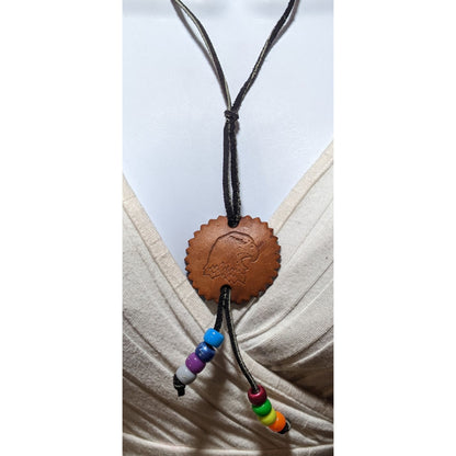 Handmade Leather Eagle Medallion Necklace