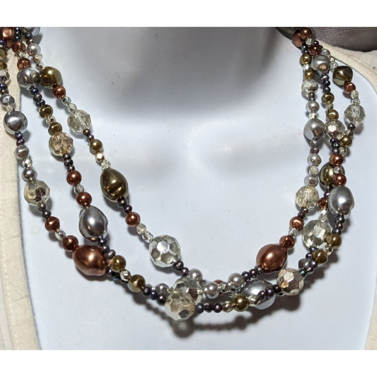 Metallic Multilayer Glam Beaded Necklace