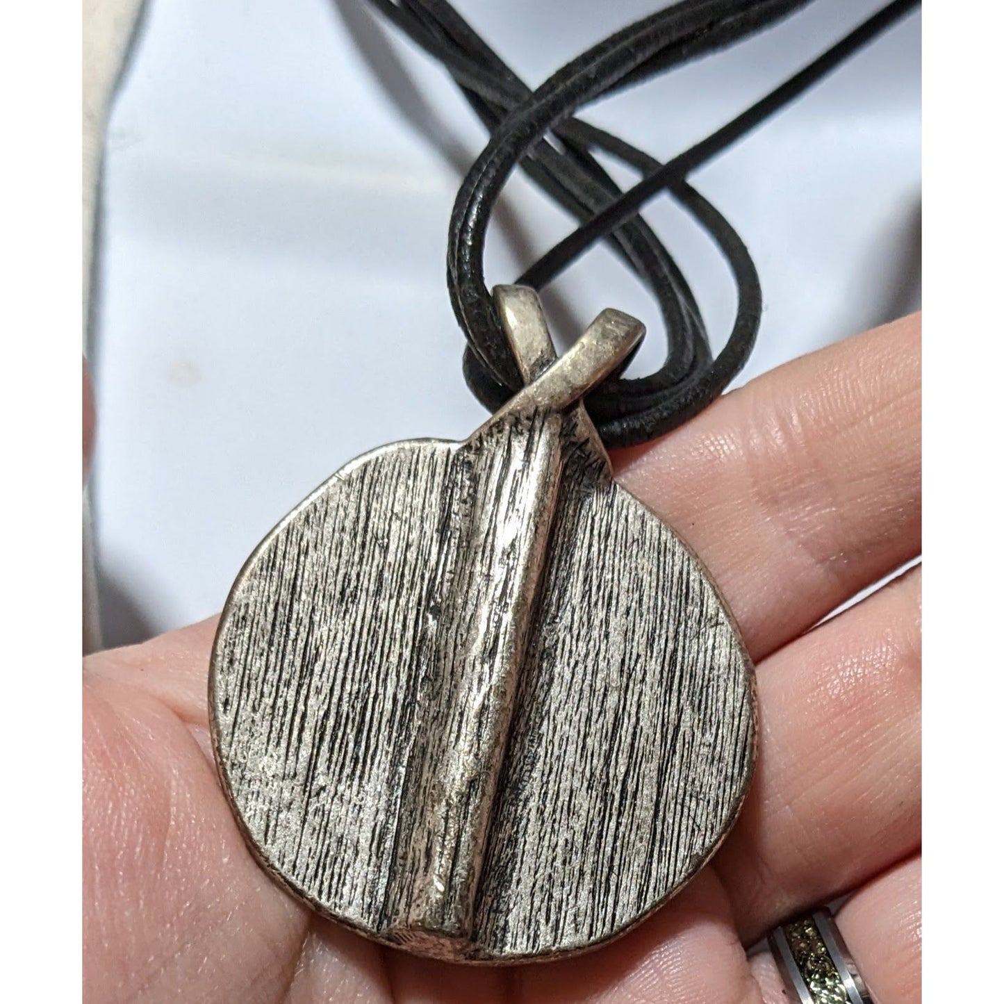 Chico's Vintage Brutalist Mixed Metal Pendant Necklace