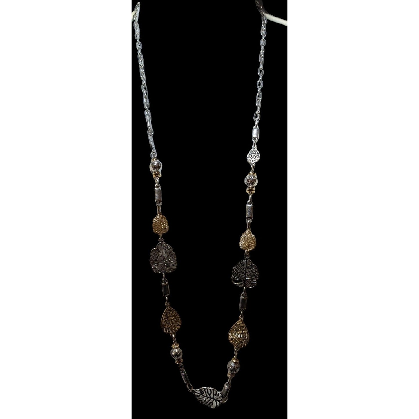 Ruby Rd Silver And Gold Leaf Charm Necklace