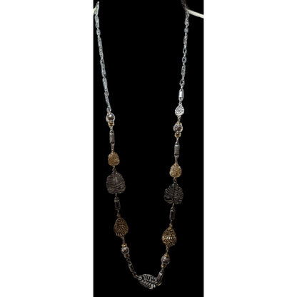 Ruby Rd Silver And Gold Leaf Charm Necklace