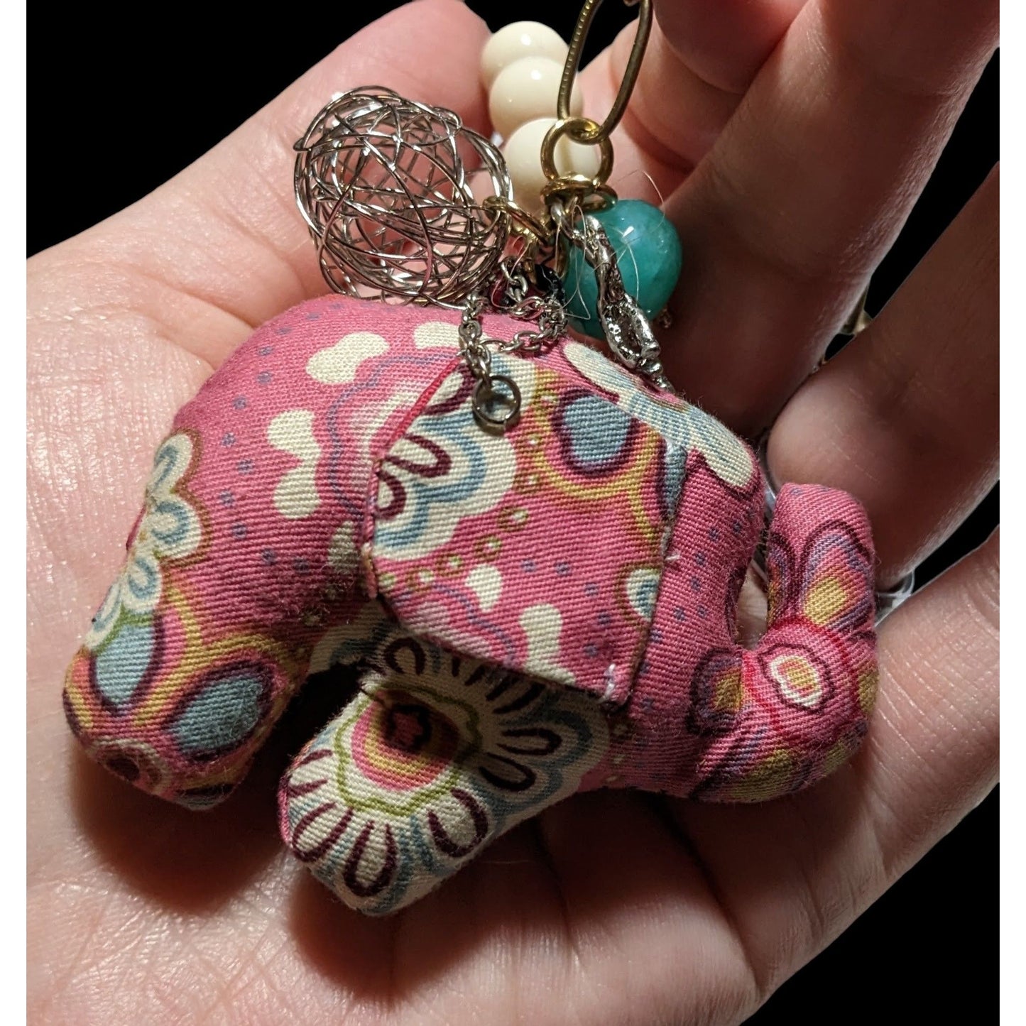 Cottagecore Pink Plush Elephant Necklace