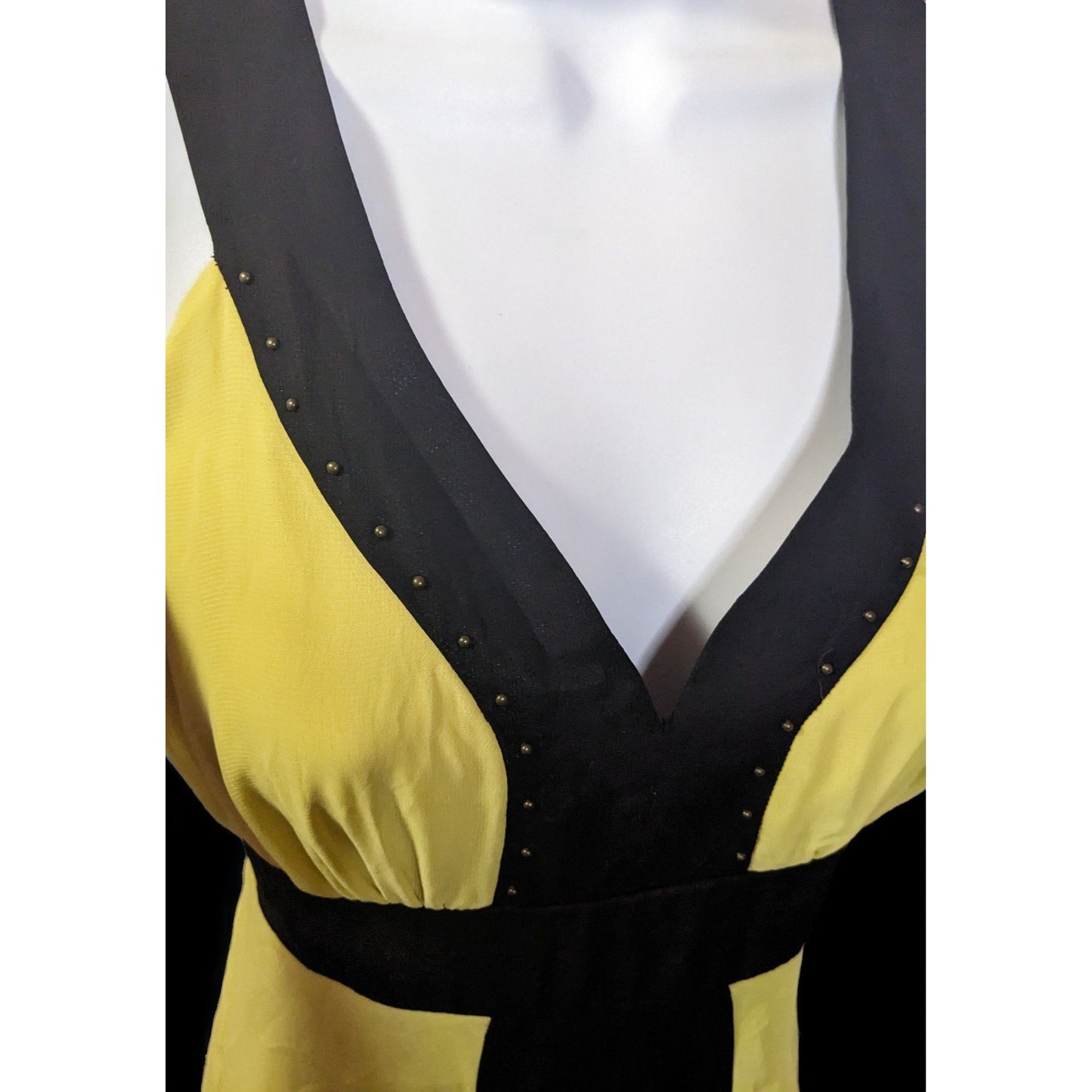 Jonathan Martin Yellow And Black Chiffon Dress