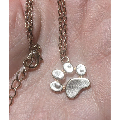 Simple Rose Gold Dog Paw Pendant Necklace