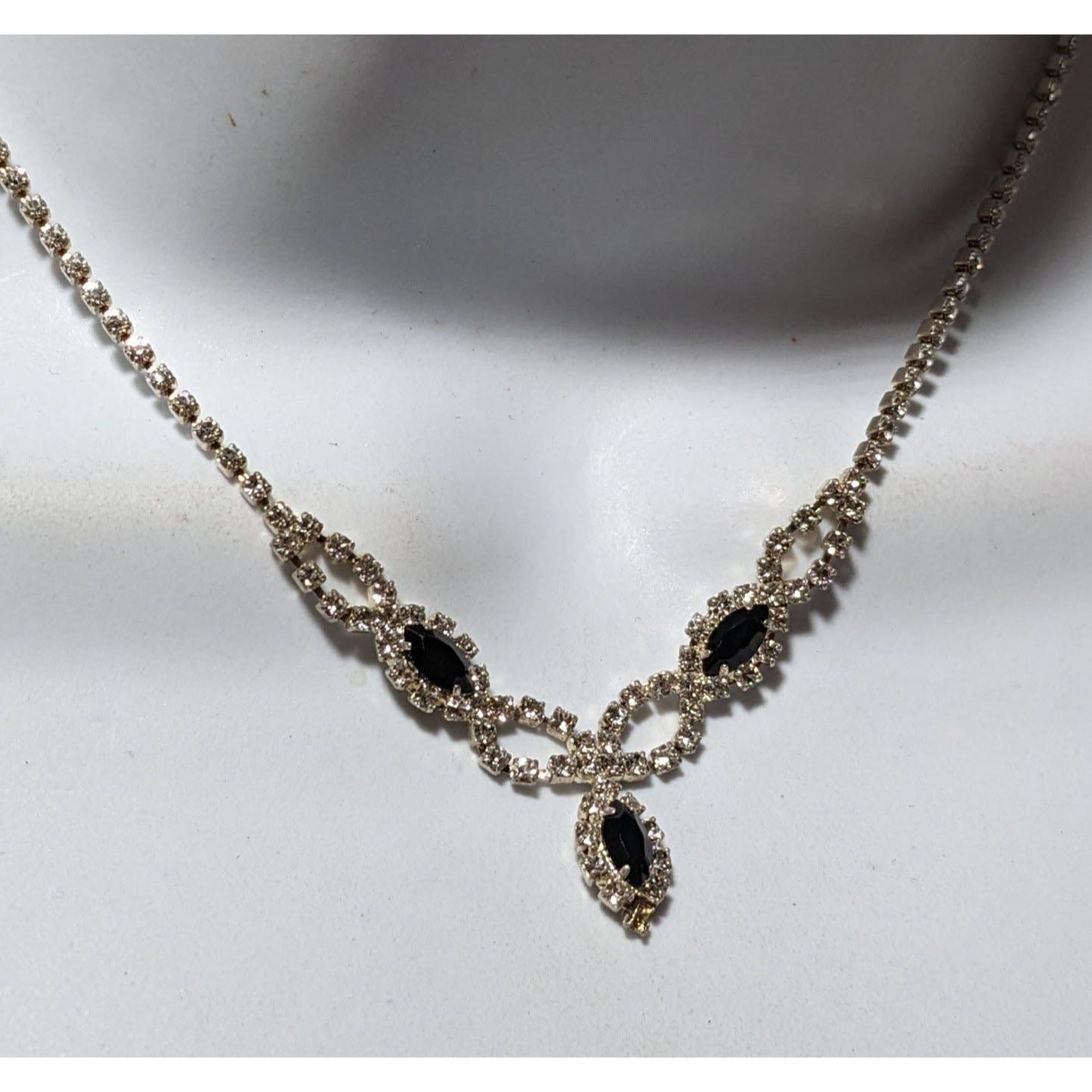 Gothic Clear And Black Rhinestone Bridal Necklace