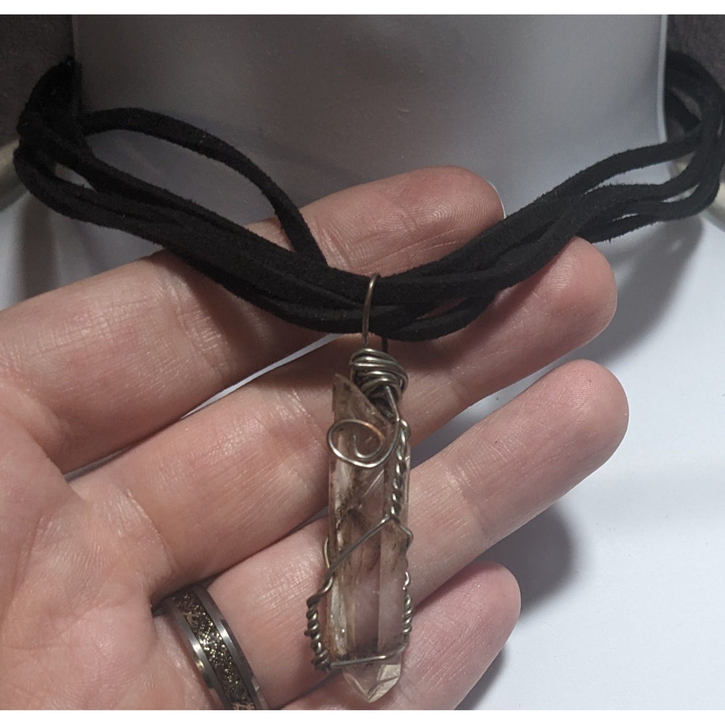 Wire Wrapped Quartz Crystal Necklace