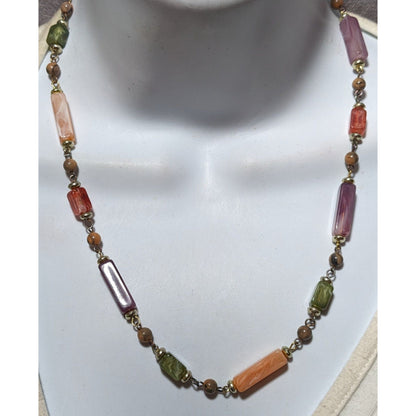 Vintage Rainbow Faux Agate Beaded Necklace