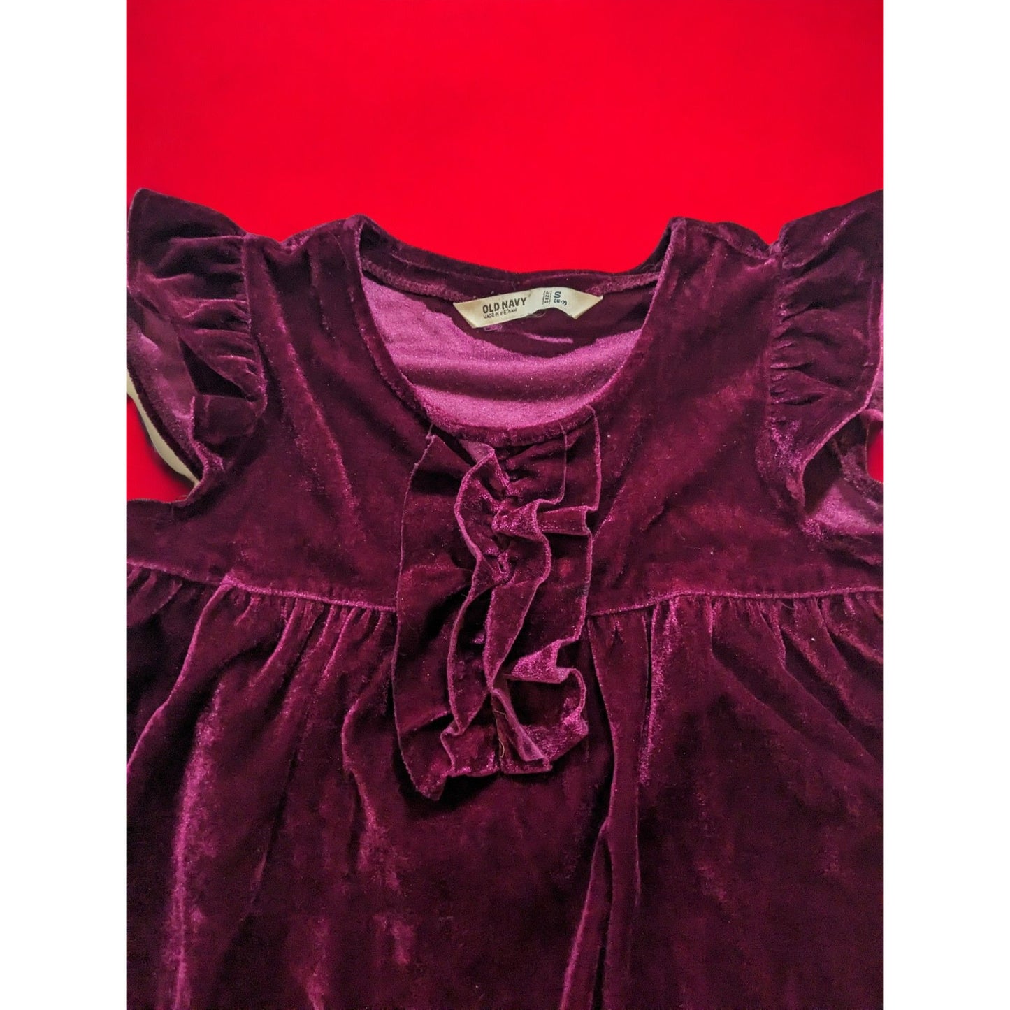 Old Navy Berry Velour Ruffle Dress