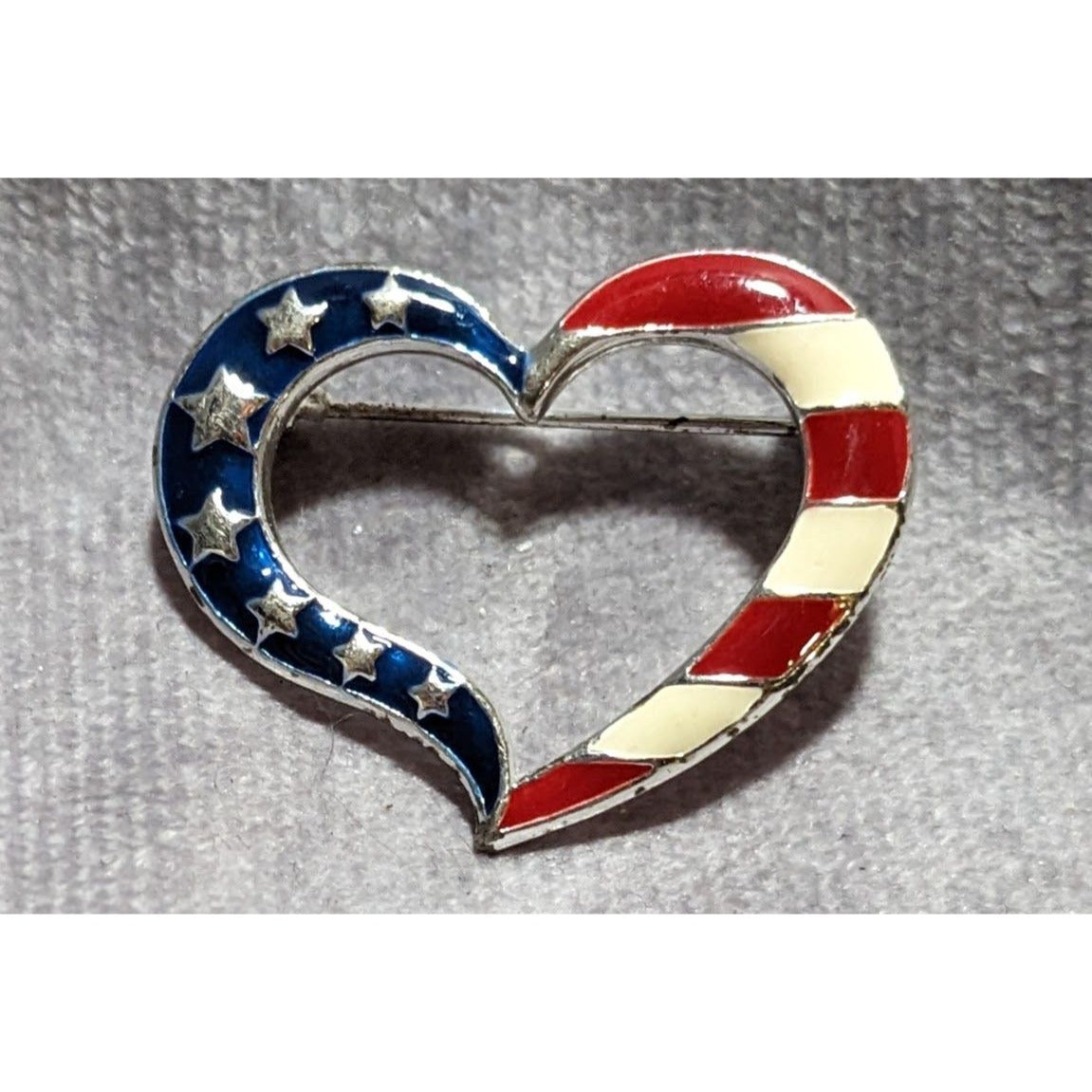 Vintage Avon American Flag Heart Brooch