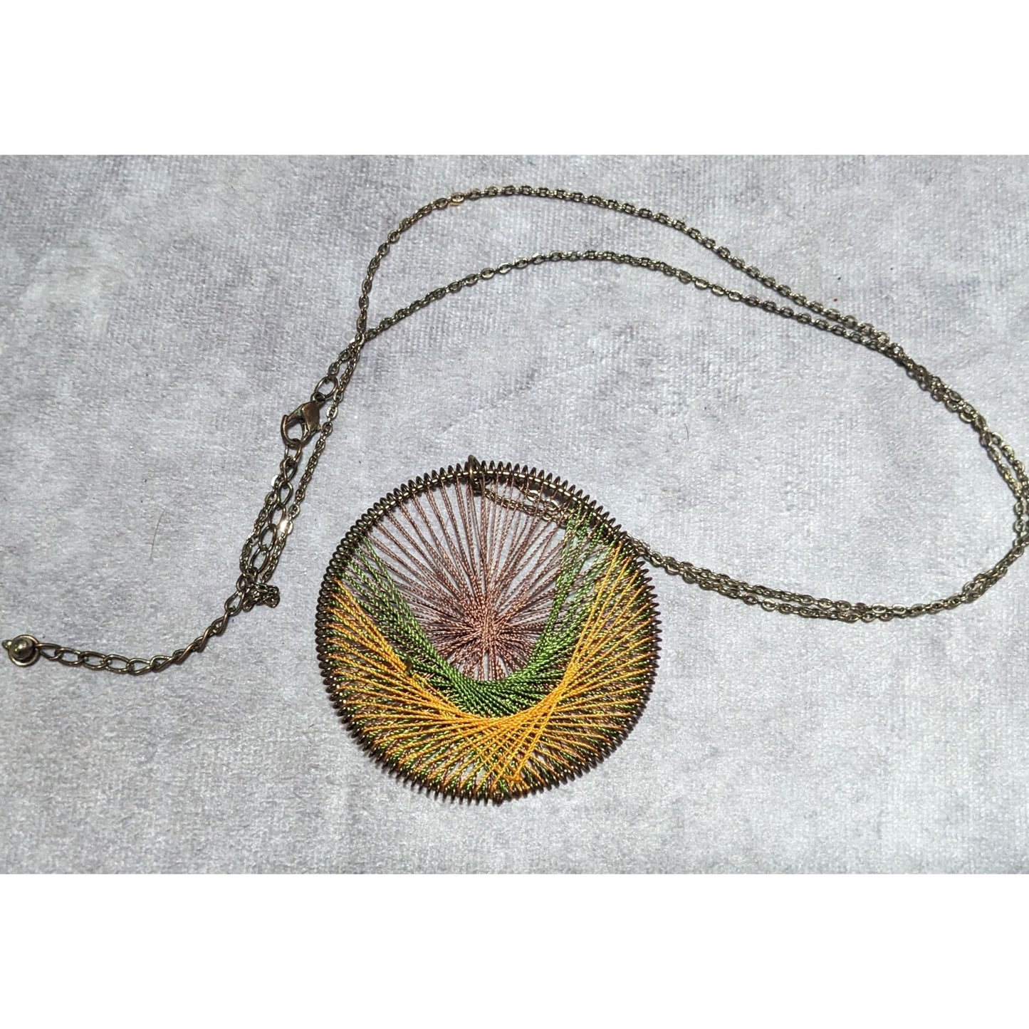 Earth Tone Macrame Threaded Pendant Necklace