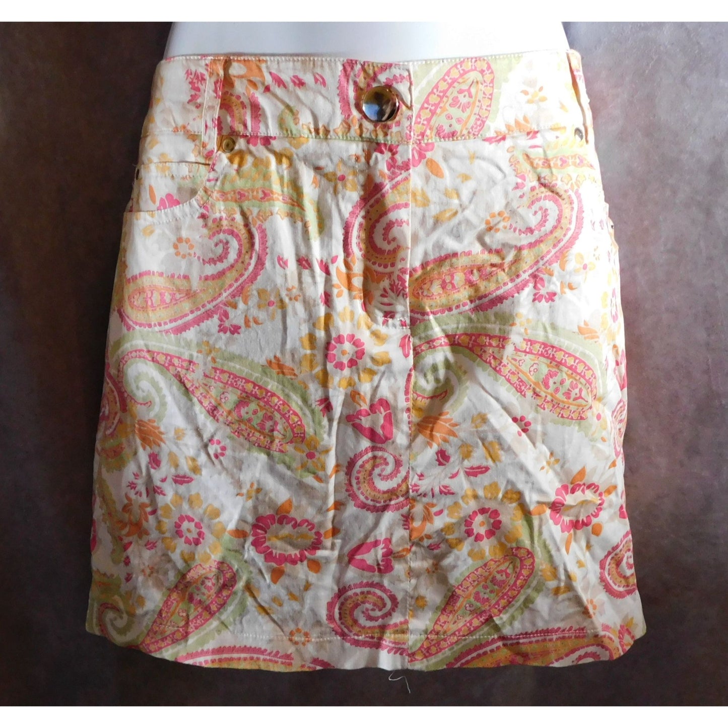 Herman Geist Pink Retro Paisley Mini Skirt