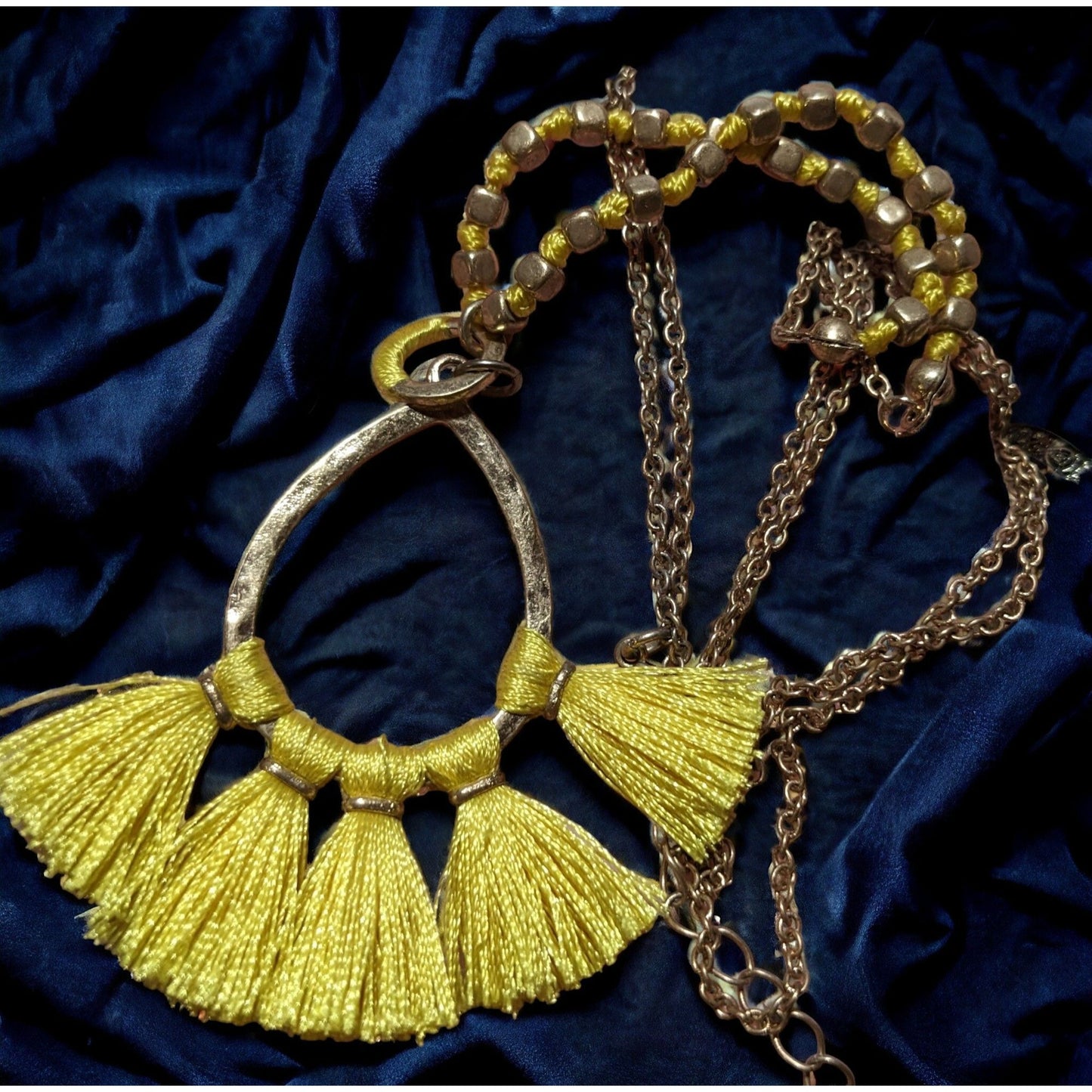 Yellow Tassel Pendant Necklace