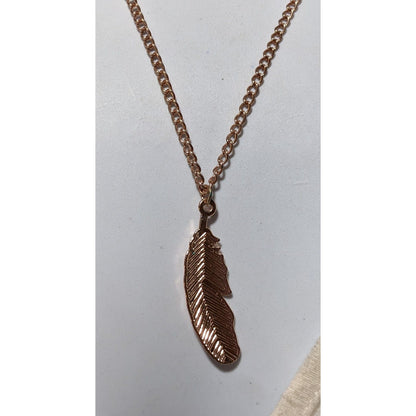 Rose Gold Boho Feather Pendant  Necklace