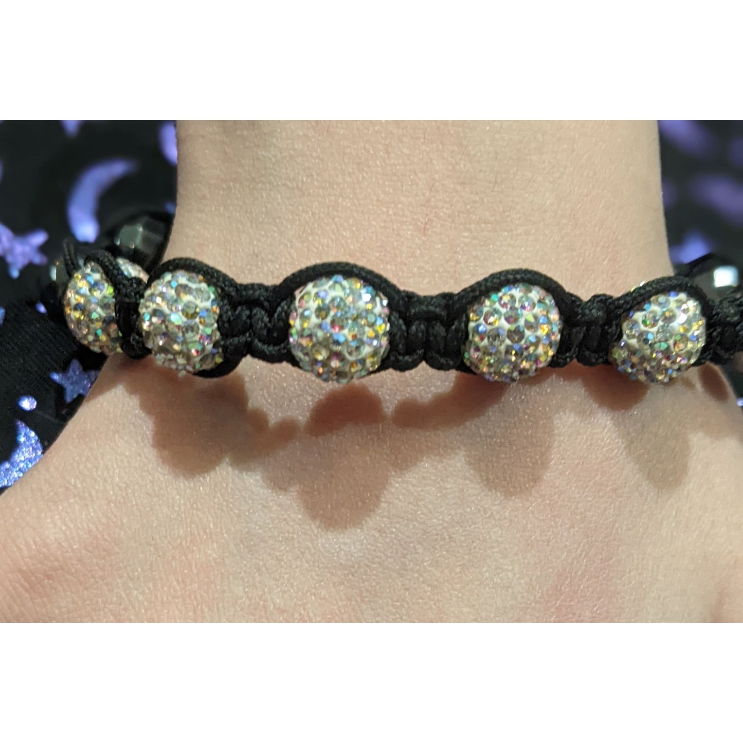 Black Aurora Borealis Beaded Shambala Bracelet